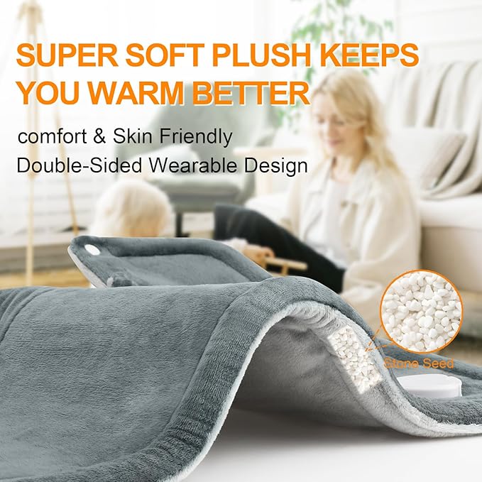 Heating Pad for Neck and Shoulders and Back, Christmas Birthday Gifts for Women Mom Mother, Weighted Neck Heating Pad for Back Pain Relief, Heating Pads Large, 6 Heat Settings 4 Auto-Off,17"x23" Gray