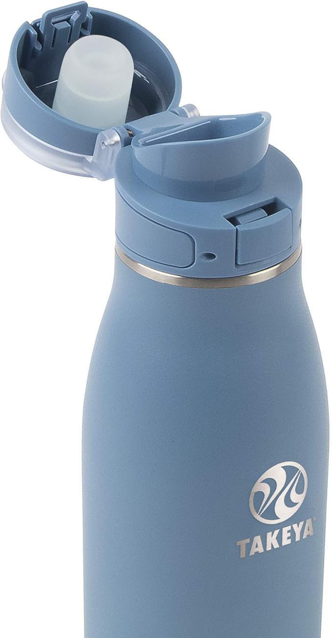 Takeya 17 oz Traveler Stainless Steel Insulated Travel Coffee Mug with Locking Leak Proof Lid, Premium Quality, BPA Free, Bluestone