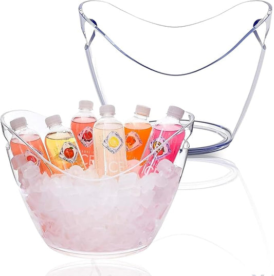 Pack of 2 Acrylic Ice Buckets - 4 Liter Large Beverage Tubs for Parties, Perfect Ice Containers for Party, Buckets for Drinks, Mimosa Bar Supplies, Brunch Decor, and Outdoor Events, and more.