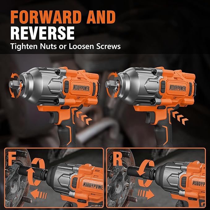 ALLOYPOWER Cordless Brushless Impact Wrench, 1475 ft-lbs (2000N.m), 1/2 High Torque power impact gun, 3-Mode Speed, 2*4000mAh Battery, 3 Sockets, Electric Impact Wrench Set for Car Tire Truck RV Mower