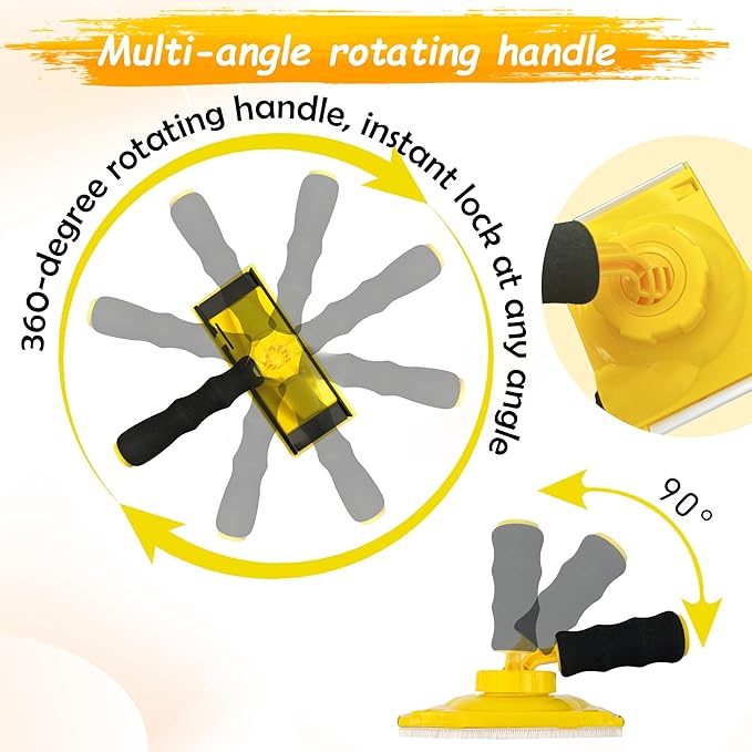 Paint Edger Tool Kit, 9 Inch Paint Pad Set, 7 PCS Paint Edger with Trim, Touch-Up Pad,Corner Wall and Ceiling Pad Painter,360° Rotation Handle Paint Edger Trimmer with Refill Pads