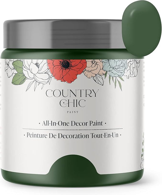 Country Chic All-in-One Chalk Paint for Furniture, Cabinets, Home Decor, Eco-Friendly, Matte Finish, Built-In Primer & Top Coat for Wood, Metal - Fireworks (Forest Green) - Pint 16 oz (475 ml)