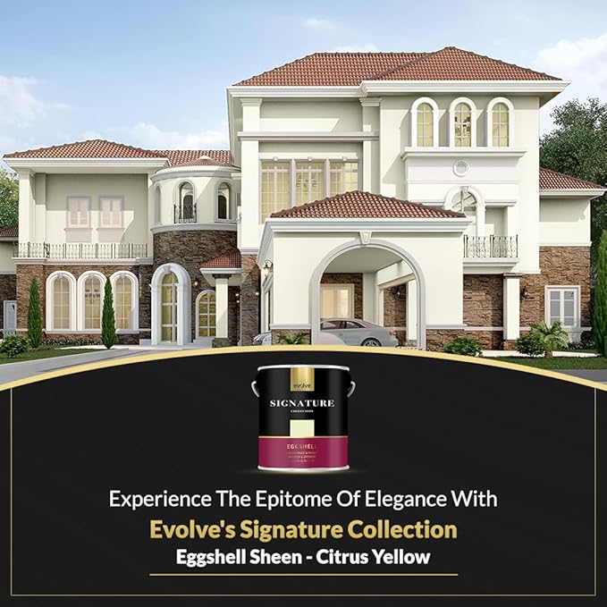EVOLVE Signature Paint & Primer: Luxury Paint & Primer for Indoor & Outdoor Surfaces, Minimal Odor, Eggshell Sheen (Citrus Yellow, 1 Gallon)