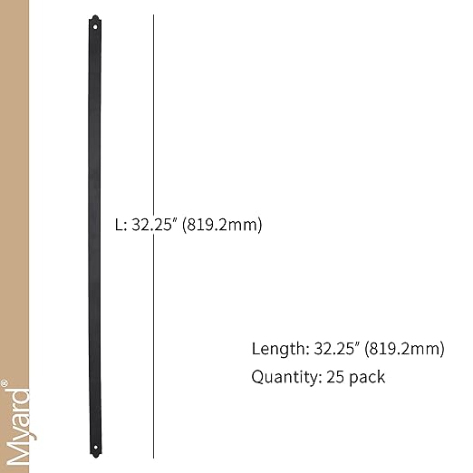 Myard 32-1/4 Inches Heavy Duty Flat Straight Iron Deck Balusters Furniture with Screws for Wood Composite Facemount Deck Railing Staircase Banister Balustrade (25-Pack, Matte Black)