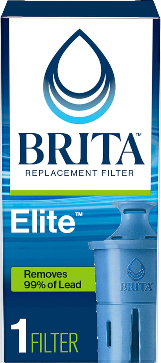 Brita Elite Water Filter Replacement for Pitchers and Dispensers, BPA-Free, Reduces 99% of Lead, Lasts Six Months or 120 Gallons, Includes 1 Pitcher Replacement Filter