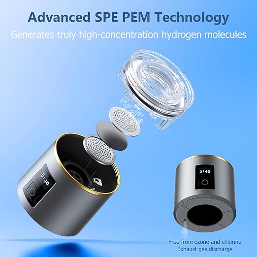Hydrogen Water Bottle Generator, Generates Real 2100PPB to 6000PPB Hydrogenated Hydrogen Water Bottle, SPE & PEM Rechargeable Portable Hydrogen Water Ionizer, Hydrogen Water Machine with OLED Display