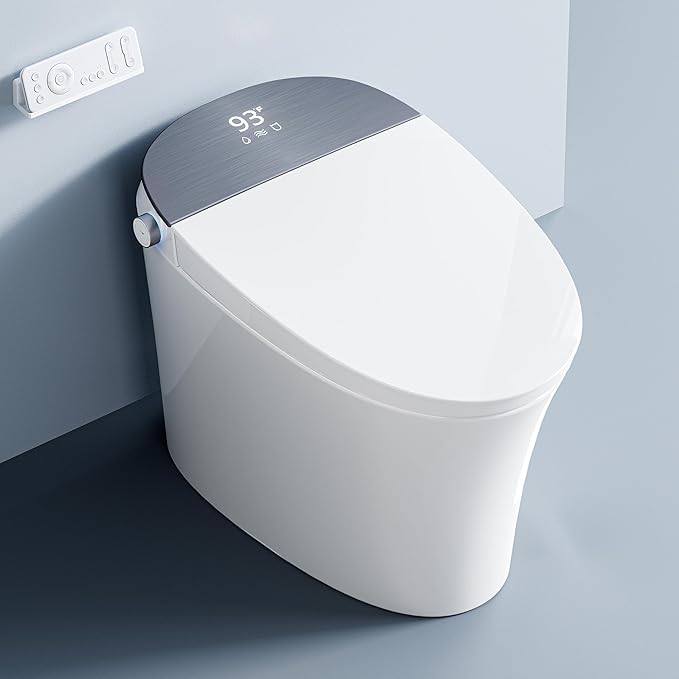 Smart Toilet with Bidet Built-in Filtered Water Cleaning, Instant Warm Water & Heated Seat, Smart Bidet Toilet with Auto/Blackout Flush, Dryer, Deodorization, Night Light & Digital Display