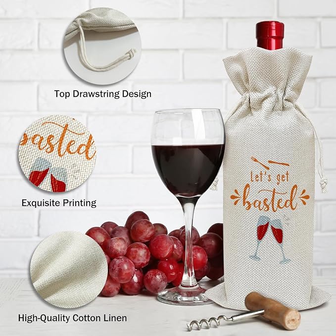Funny Wine Bag, Funny Gifts Birthday Gifts for Women Men Friends Coworkers Sister Brother, Party Favor Wine Champagne Gift Bag With Drawstring -47