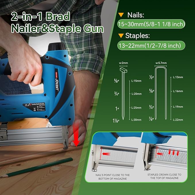 18GA Brushless Brad Nailer & Stapler Combo Kit with 20V MAX Battery, Includes 5/8" Brushless Angle Grinder, Cordless Nail Gun for Woodworking and Grinding Tools