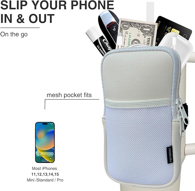 Water Bottle Pouch for Stanley Cups with 20oz 30oz 40oz Stanley Quencher Adventure & Stanley IceFlow, Gym Accessories for Women Tumbler Pouch with Strap & Zipper Cup Purse for Card Keys (Cream, Large)