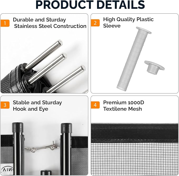 VINGLI Pool Fence 4Ft x 60Ft Swimming Pool Fence in Ground Pool Safety Fencing, Black