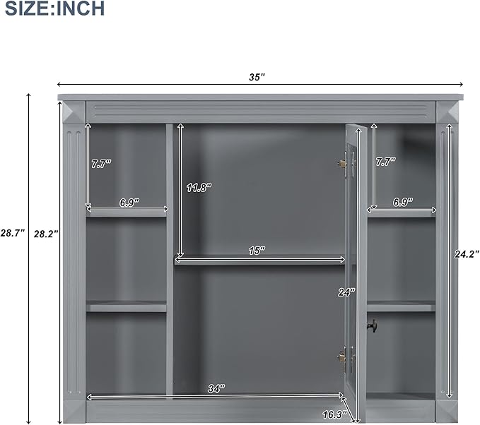 Marzzi 36"" Bathroom Vanity with Sink & Matching Medicine Cabinet, 36 inch Bathroom Vanity Storage Cabinet with Sink Top, 2 Drawers, and Mirror Cabinet, Grey