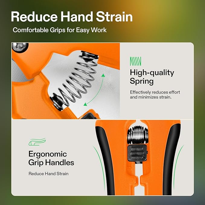 VIVOSUN 12-Pack 6.5 Inch Gardening Scissors Hand Pruner Pruning Shear with Straight Stainless Steel Blades Orange