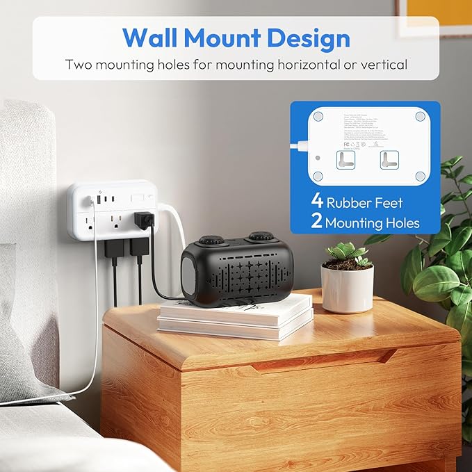 Flat Plug Extension Cord 25 ft, Surge Protector Power Strip, Outlet Extender with 6 Outlets 4 USB Ports, Overload Protection, Long Extension Cord with Multiple Outlets for Indoor, Home, Office, White