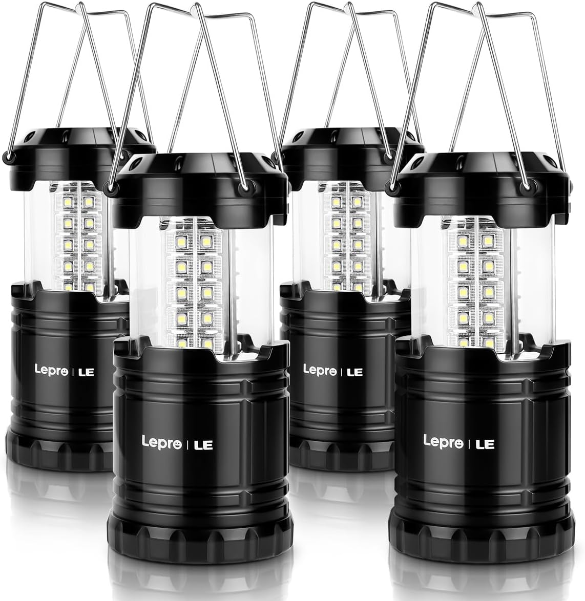 Lepro LED Camping Lanterns Battery Powered, Collapsible, IPX4 Water Resistant, Outdoor Portable Lights for Emergency, Hurricane, Storms and Outages