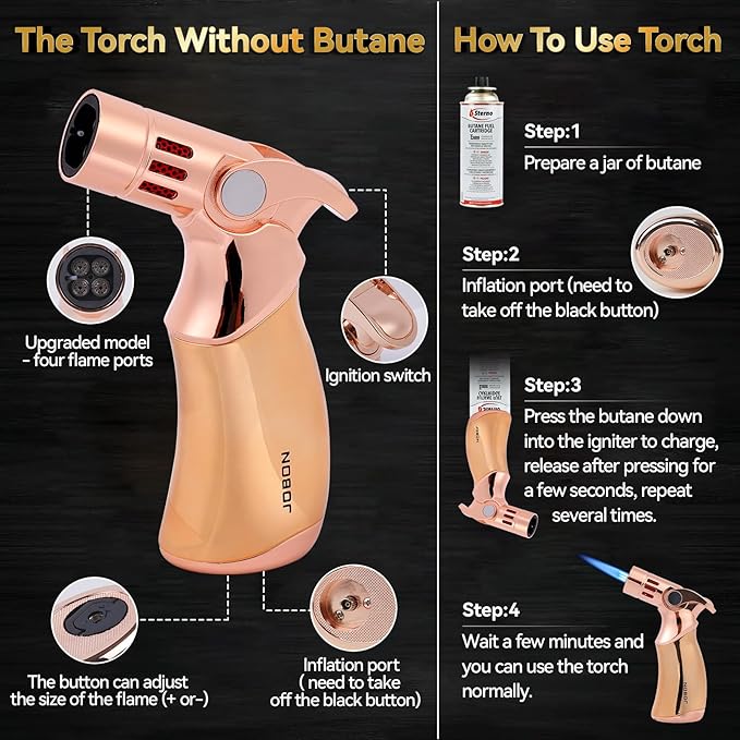 Cocktail Smoker Kit with Torch,High-End Set Old Fashioned Cocktail Kit for Whiskey with Wooden Box for Storage,4 Flavors of,Unique Gift for Men, Fathers,Friends and Elders. (No Butane)