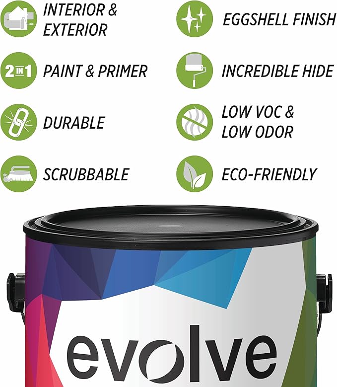 EVOLVE Paint & Primer: Environment-friendly, Low Sheen with One-coat Coverage for Interior & Exterior surfaces (Pale Blue, 5-Gallon)