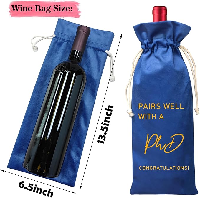 Graduation Gift Wine Bag, Bachelor's Degree Graduation Wine Bag, Bachelor's Gift, Pairs Well With A Bachelor's Degree (Bachelor's Degree-Blue)