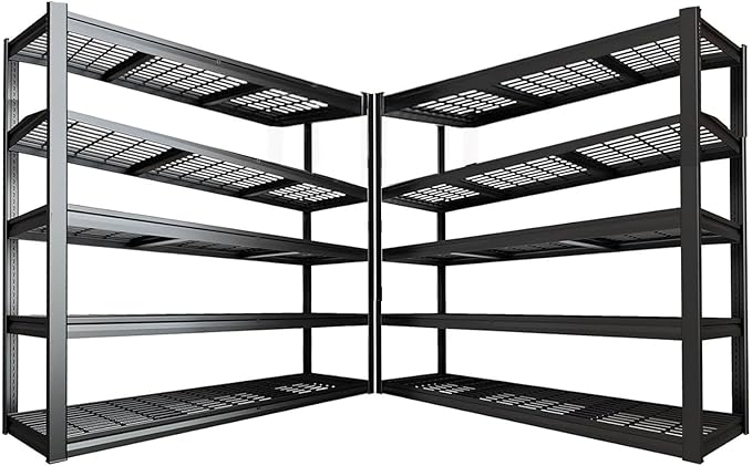 65" W Garage Shelving Heavy Duty, 5 Tier Garage Shelves, 30" D Adjustable Storage Shelving Unit, Commercial Metal Shelf for Warehouse, Pantry, School, Shop, 68" Wx30 Dx79 H, 2 Pack