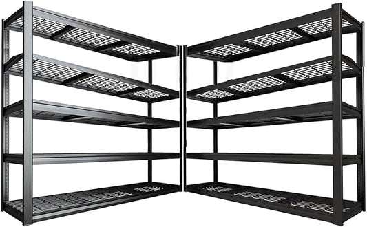 65" W Garage Shelving Heavy Duty, 5 Tier Garage Shelves, 30" D Adjustable Storage Shelving Unit, Commercial Metal Shelf for Warehouse, Pantry, School, Shop, 68" Wx30 Dx79 H, 2 Pack