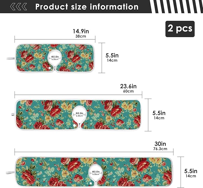 Kitchen Faucet Absorbent Mat,Rose Flower Floral Water Splash Guard for Sink, Faucet Drip Catcher Thicken Sponge Microfiber Faucet Water Catcher Mat Sink Absorbent Mat for Kitchen 23x5in 2 Pack