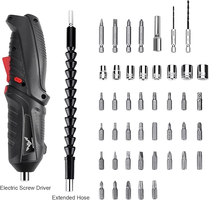 47 in 1 Electric Screwdriver Set, 3.6V Cordless & Rechargeable, 3.5N·m Max Torque, USB Power Rechargeable Screwdriver with 44pcs Driver Bits, Ideal for Small Projects