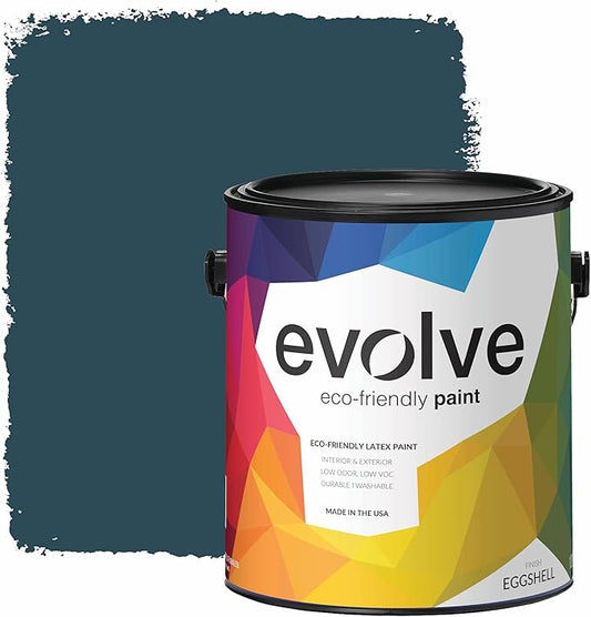 EVOLVE Paint & Primer: Environment-friendly, Eggshell with One-coat Coverage for Interior & Exterior surfaces (Deep Blue, 1-Gallon)