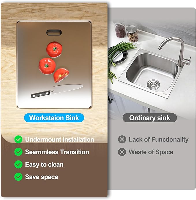 Lordear RV Kitchen Sink with Foldable Faucet,15" x 17" Bar Prep Sink Undermount 16 Gauge Stainless Steel Single Bowl Small Kitchen Camper Wet Bar Mobile Home Basin