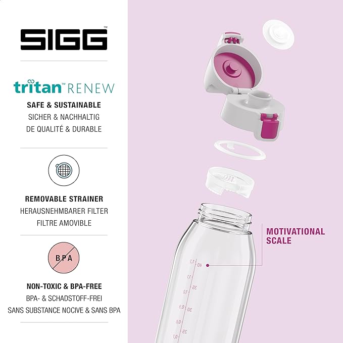 SIGG - Tritan Renew Transparent Water Bottle - Total Clear ONE MyPlanet - For Carbonated Beverages - Dishwasher Safe - With Fruit Strainer - Leakproof & Lightweight - BPA Free - 17 Oz / 25 Oz / 51 Oz