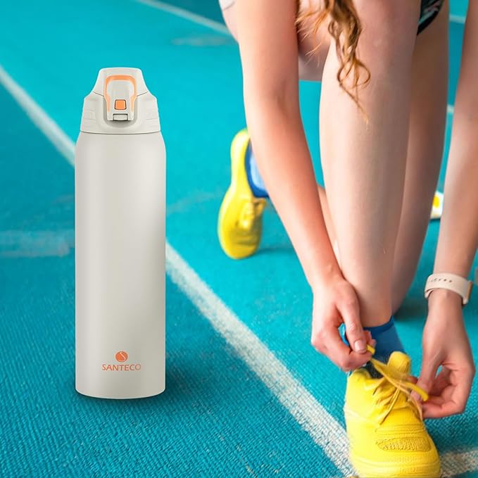 Insulated Sports Water Bottle, Stainless Steel Water Bottles with Locking Flip Top Lid, Insulated Bottle with Double-Wall Vacuum Insulation for Fitness and Outdoor Enthusiasts