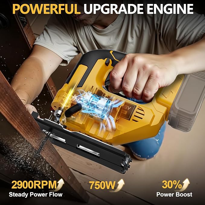 JigSaw Compatible With Dewalt 20v Max Battery, Cordless jig saw tool, LED Work Light,45° Beveled Cuts Variable Speed 2900RPM, 3 Orbital Action, with Jigsaw Blades for Curve Cutting (NOT Battery)