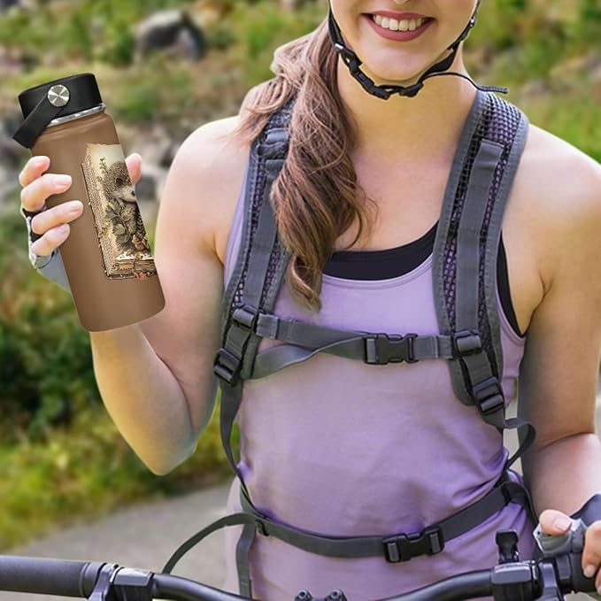 Cute Hedgehog Insulated Water Bottles with Handle, 18 Oz Stainless Steel Metal Water Bottle, Cold & Hot Water Bottle Travel Cup for Travel Camping Hiking