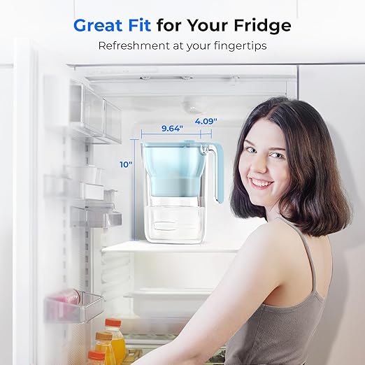 Waterdrop 200-Gallon Long-Life Water Filter Pitcher, NSF Certified Water Purifier, Replaces 6,400 Plastic Water Bottles a Year, Reduces Chlorine, PFOA/PFOS, 7-Cup, Blue