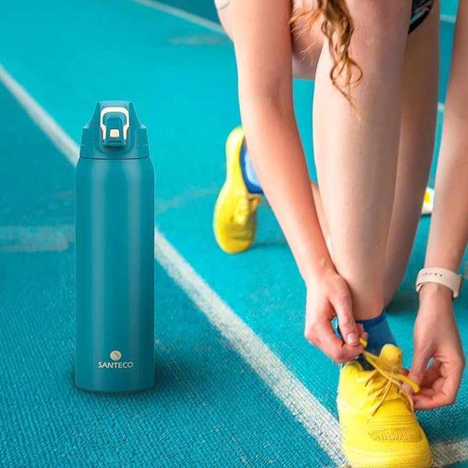 Insulated Sports Water Bottle, Stainless Steel Water Bottles with Locking Flip Top Lid, Insulated Bottle with Double-Wall Vacuum Insulation for Fitness and Outdoor Enthusiasts