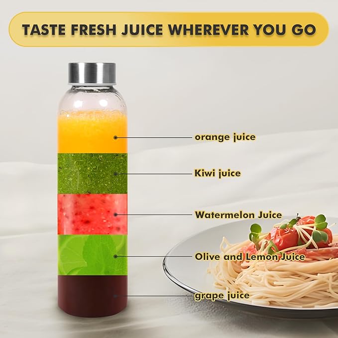 Clear Glass Water Bottles with Lids, BPA Free&Eco Friendly 100% Leak Proof,Reusable Juice Bottles Refrigerator, 18 Oz&Set of 6 (6)