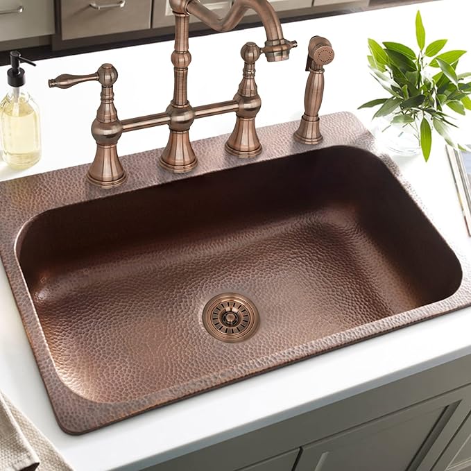 Akicon Kitchen Sink Antique Copper Finish Garbage Disposal Flange Stopper, One Size Disposal Rim, Fit 3-1/2 Inch Standard Sink Drain Hole 2.85" Height