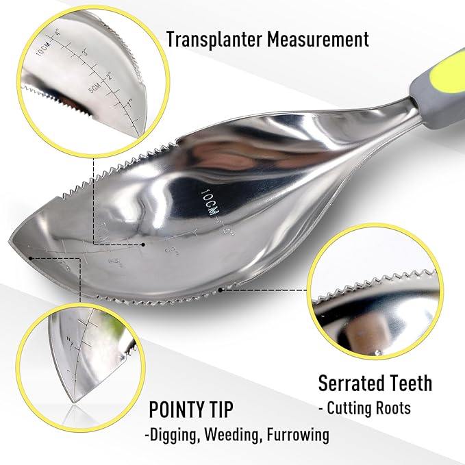 Jardineer 2Pack Garden Trowel, Stainless Steel Hand Shovel with Ergonomic Handle, Multi-Use Soil Scoops for Digging, Planting, Transplanting, Cultivating(Blue)