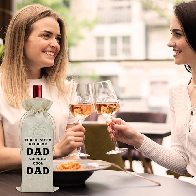 Happy Birthday Dad Gifts from Kids Wine Bag Cool Dad Gifts for Fathers Day Step Dad Gifts from Daughter Wine Bottle Decoration Bag Funny Dad Gifts from Son Wine Accessories Gifts for Wine Lovers