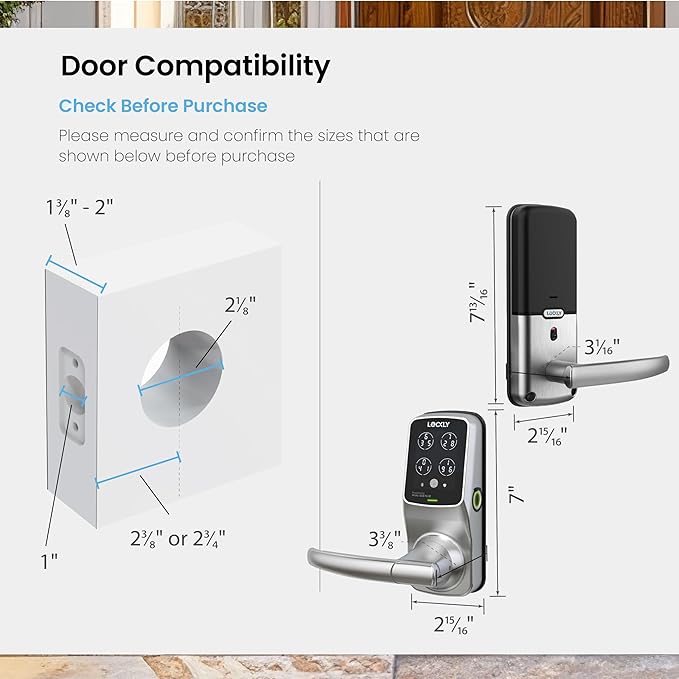 Lockly Secure Plus Bluetooth Smart Door Lock, Keyless Entry with PIN Genie® Digital Keypad, 3D Biometric Fingerprint Sensor Front Door Lock with Handle, Voice Control & Auto Lock - Latch Edition