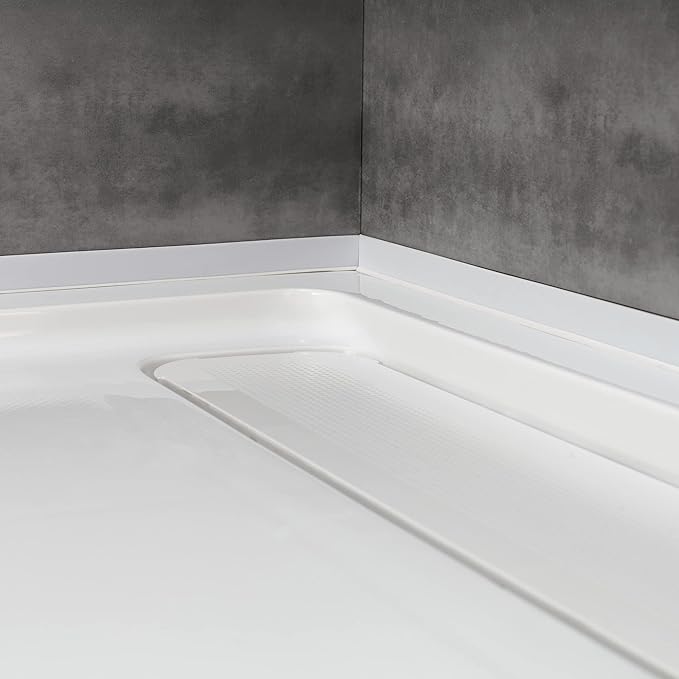 OVE Decors 48-in W x 32-in D Shower Base Pan Rectangle, Hidden Side Drain, White Acrylic, Reversible Design
