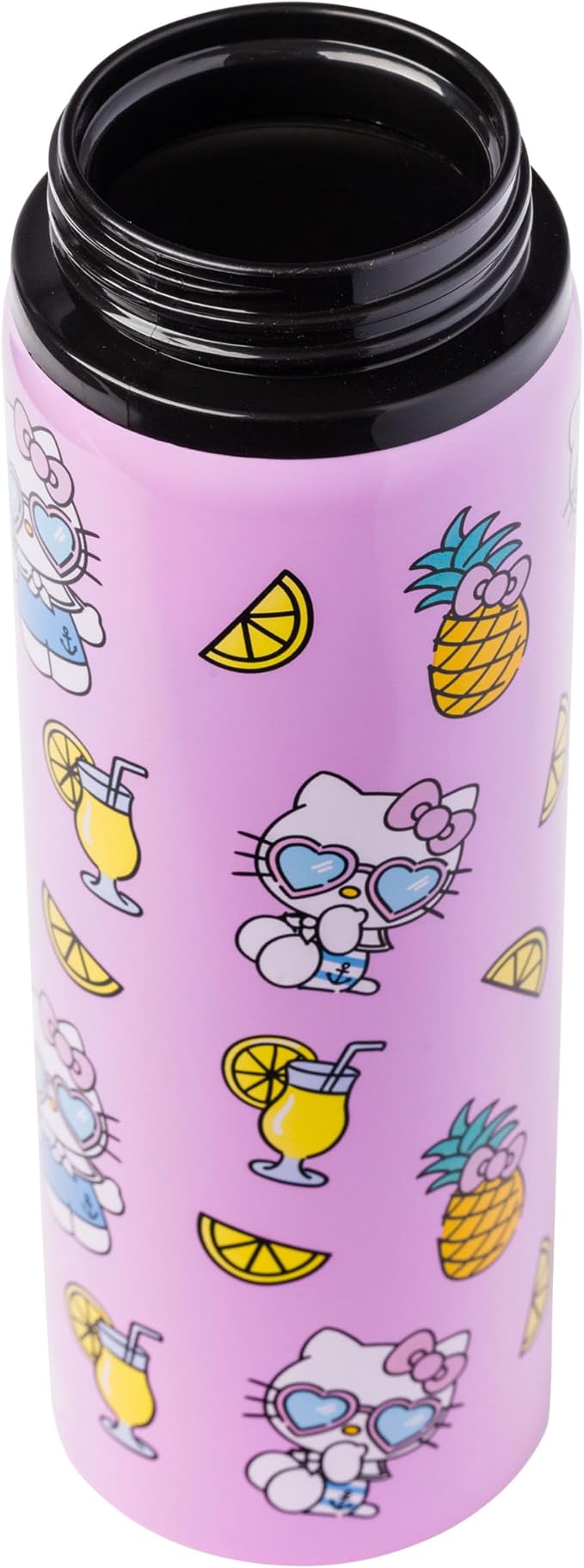 Silver Buffalo Sanrio Hello Kitty Summer Pineapples And Lemonade Stainless Steel Water Bottle, 25 Ounces