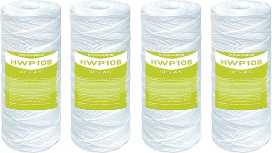25 Micron Whole House Water Filter Cartridge, String Wound Sediment Filters for Well Water, Replacement for 84637, WPX5BB97P, WP10BB97P, WP25BB97P - 10" x 4.5" Cartridges - Pack of 4
