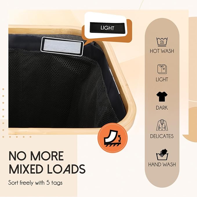 160L Laundry Sorter Hamper with Lid, 3 Section Extra Large Dirty Clothes Basket with Handles, 3 Removable Liner Bags & Labels, Gray