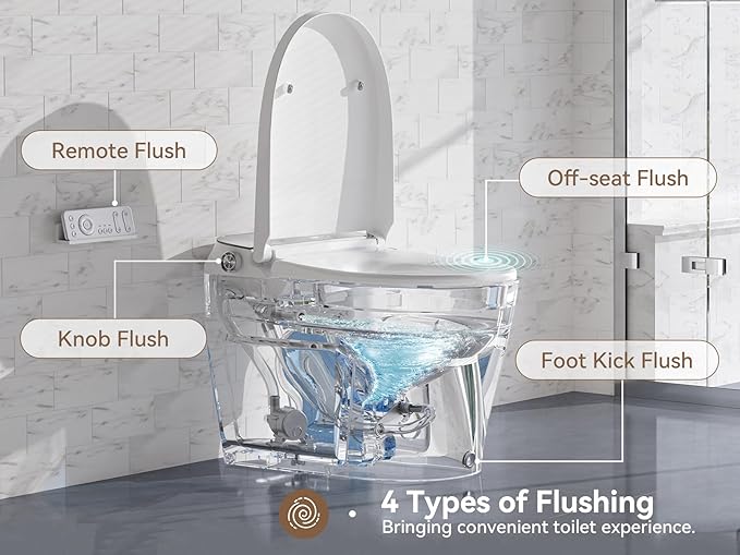 Upgrade Smart Toilet with Pump-assist Flush and Kick Flush, Bidet Toilet with Instant Warm Water, Heated Toilet Seat and Dryer, Japanese Toilet with Bidet Built in Deodorization, Blackout Flushing