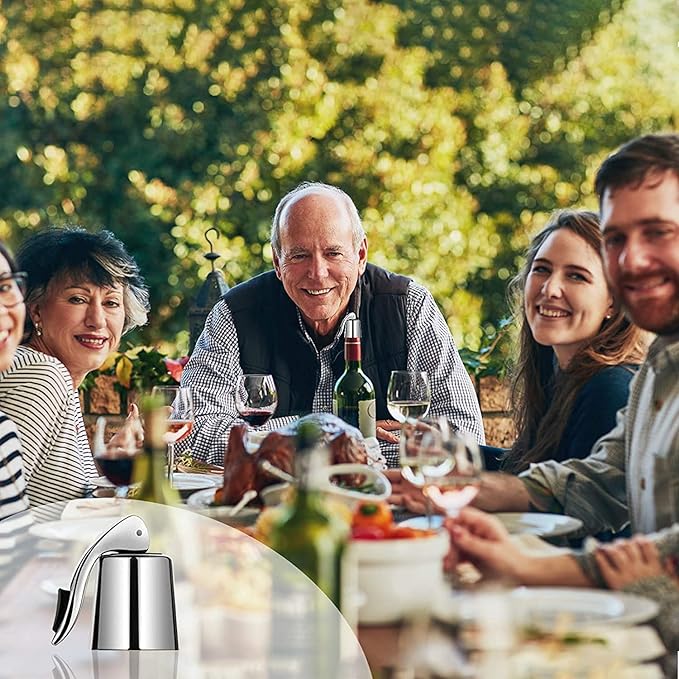 Wine Stoppers(2 PACK Bright)，Wine Bottle Stoppers Stainless Steel，Reusable Wine Saver，Wine Sealer Keeps Wine Fresh，Wine Bottle Plug With Silicone，Superior Leak-Proof，Best Gift