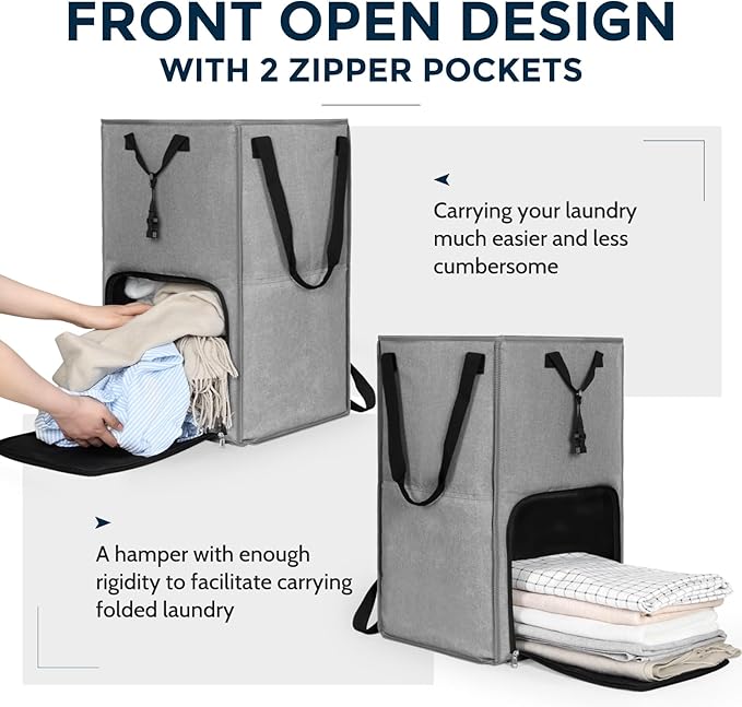 Extra Large Laundry Backpack College Men, Camp Travel, Heavy Duty Laundry Bag Hamper with Structure - Stand Itself and Easy Storage (Gray)