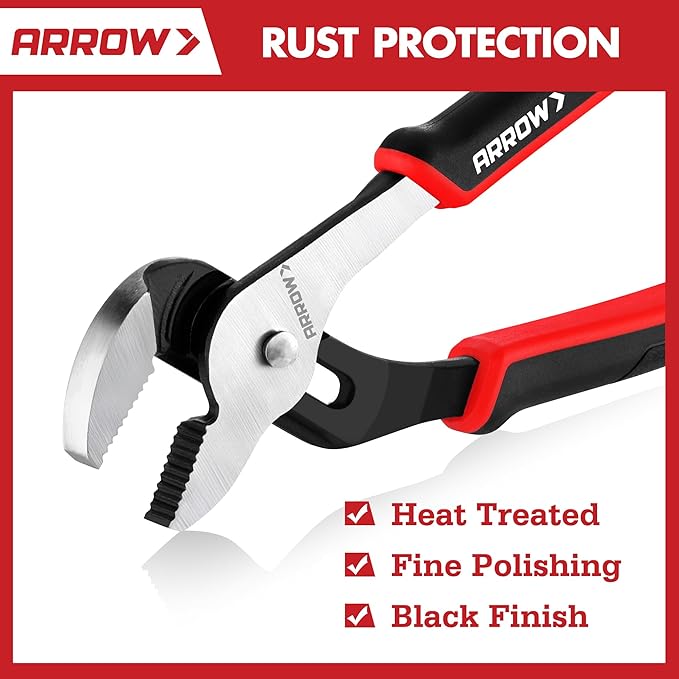 ARROW 3-Piece Pliers and Wrench Set, Includes 8 Inch Slip Joint, Groove Joint Pliers & Adjustable Wrench, Comfortable Ergonomic Anti-slip Handle for Basic Repairs