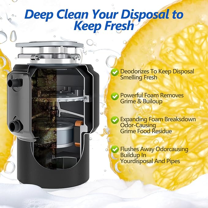 Garbage Disposal Cleaner Deodorizer Tablets 26Pack,XL Powerful Foaming Kitchen Sink Cleaners- Fresh Lemon Scented Disposal Cleaner, Natural Drain Garbage Disposer Cleaning- 1 Year Supply