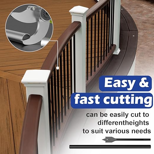 100 Pack 26" Aluminum Deck Balusters Round Black Deck Railing Stair Porch Staircase Spindles 3/4" Diameter Balusters Outdoor