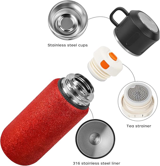 Insulated Stainless Steel Water Bottle, 27oz/800ml Sports Water bottles with Double Walled and Vacuum Insulated Metal for Travel, School, and Gym (Red)
